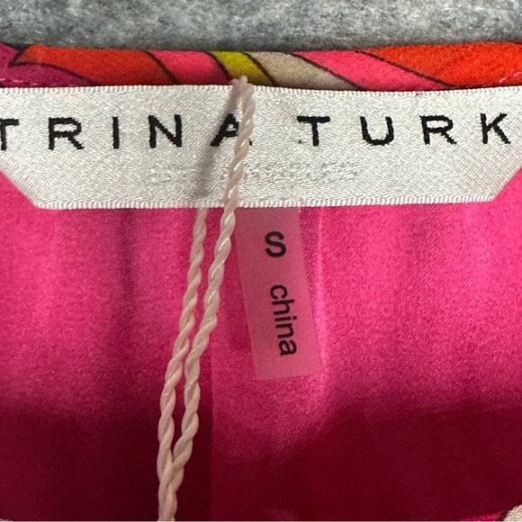 NWT Trina Turk Women's Printed Blouson Dress in Radio City Rose. Sz: Small - Picture 10 of 13